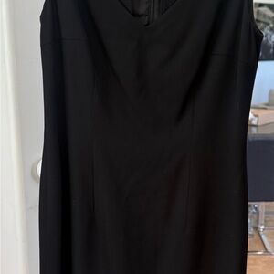 Escada Elegant Black Sleeveless Dress w/Layered Stitche V neck detail